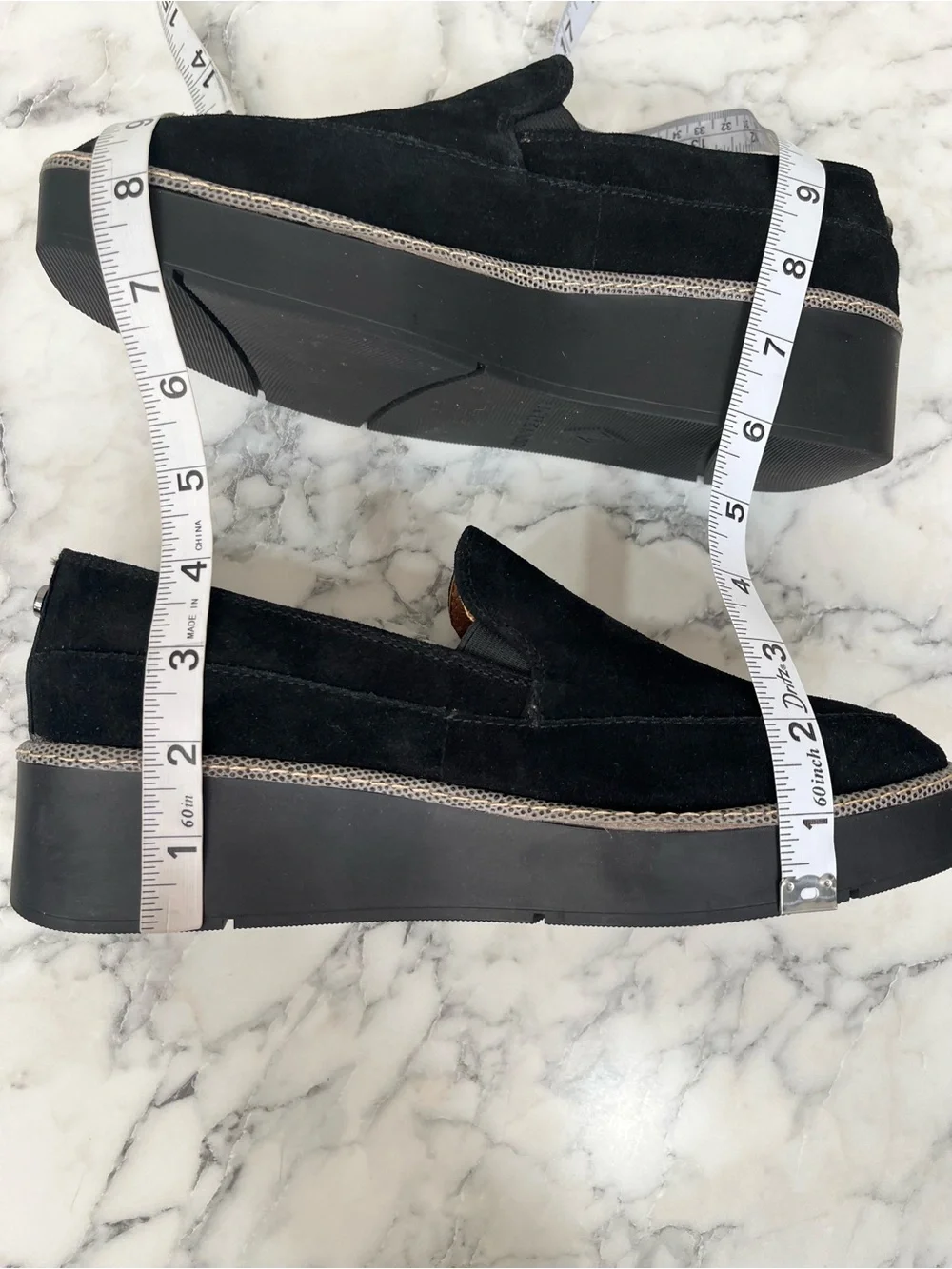 DONALD PLINER Wallis Platform Wedge Loafer In Black Suede Size 9